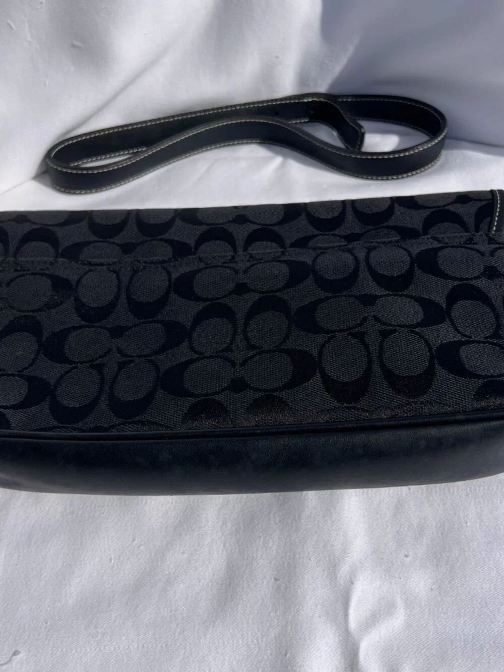 Coach Black Jacquard Monogram Canvas Shoulder Bag 6095